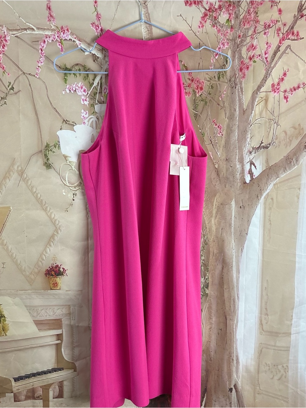 NEW Trina Turk Vibrant Hot Pink Halter Swing Mini Dress - Picture 2 of 9
